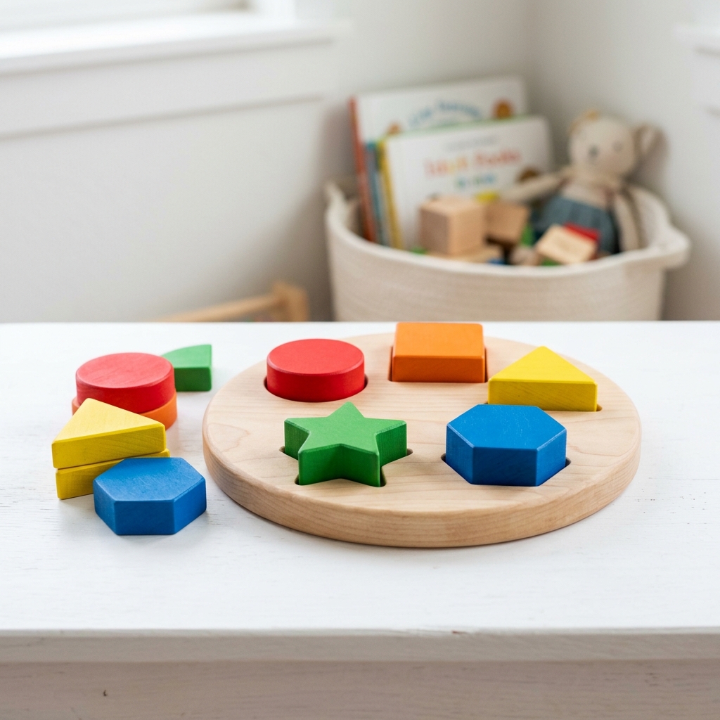 Montessori Rainbow Wooden STEM Shape Puzzle